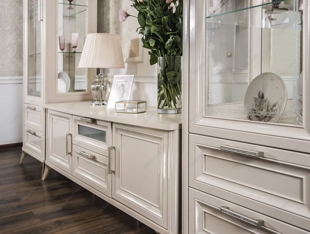 Гостиная Нонна 1+тв+1 бежевый глянец | изображение 7