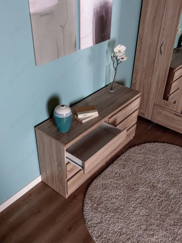 Комод Кастор, 6 ящиков, 129х40х71 см, дуб сонома | изображение 4