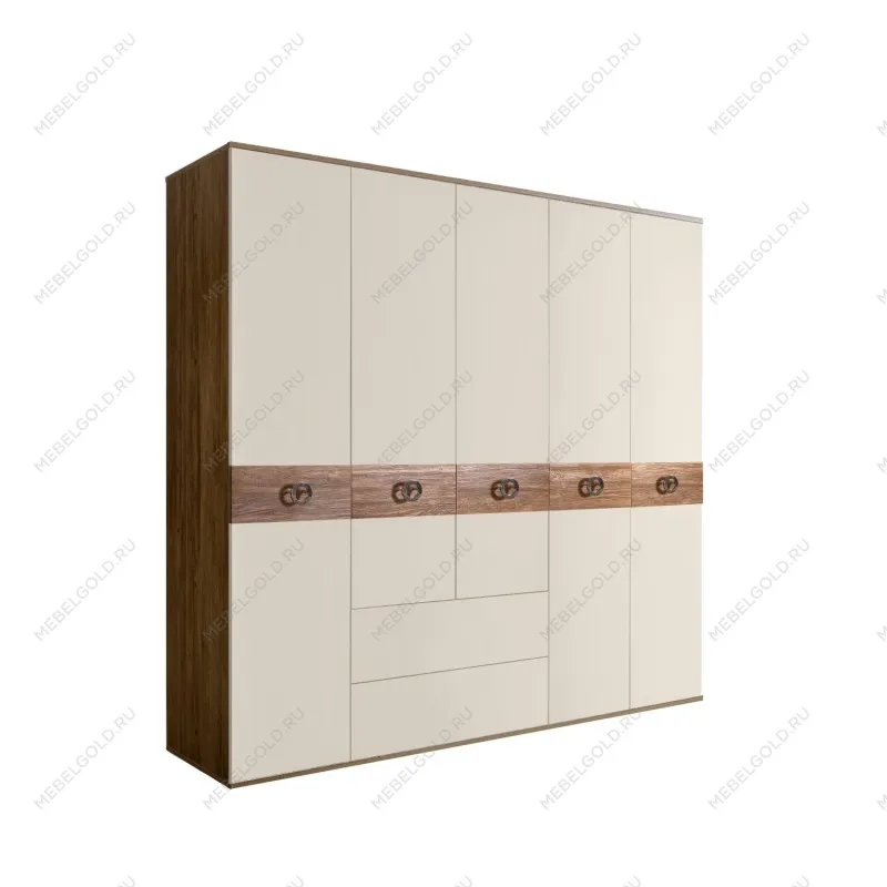 Шкаф 5-ти дверный с ящиками, Bogemia Woodline Wood Fi (Слоновая кость/Хром) БМШ2/51(Wo)