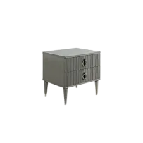 Тумба прикроватная 2 ящика Римини СОЛО (Серый/Серебро) РМТП-2(s)