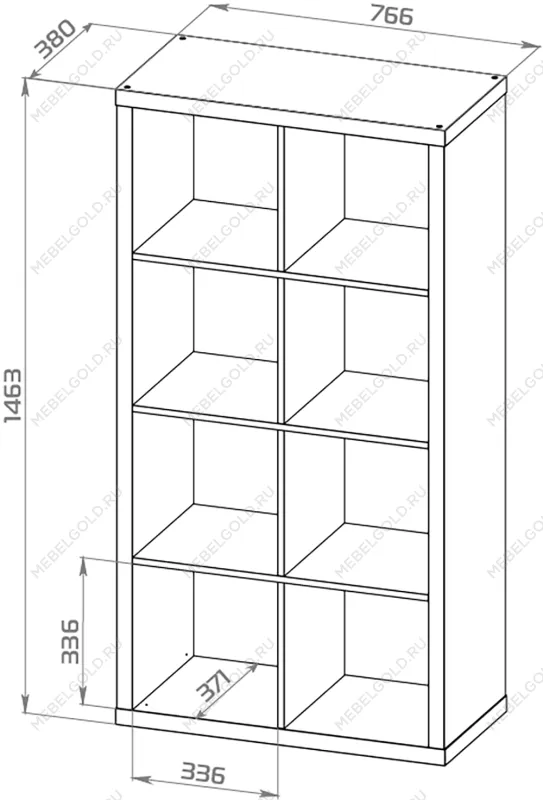 КАЛЛАКС / ФОРА Стеллаж ИКЕА / IKEA 8, прямоуголной формы с двумя рядами ячеек, тамбурат, дуб беленый | изображение 3