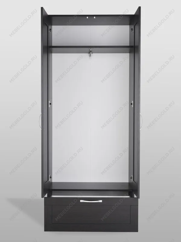 Шкаф Сириус узкий, с выдвижной вешалкой, 2 двери и 1 ящик, 78х41х190 см, черно-коричневый, дуб венге | изображение 12