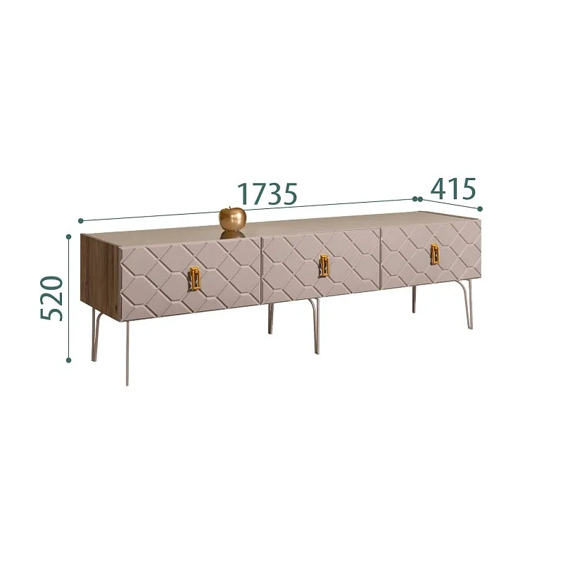 Тумба под телевизор 1.6м Bogemia Woodline Fa (Мокка) (Lakobel/Золото) БМТ-1(Fa)