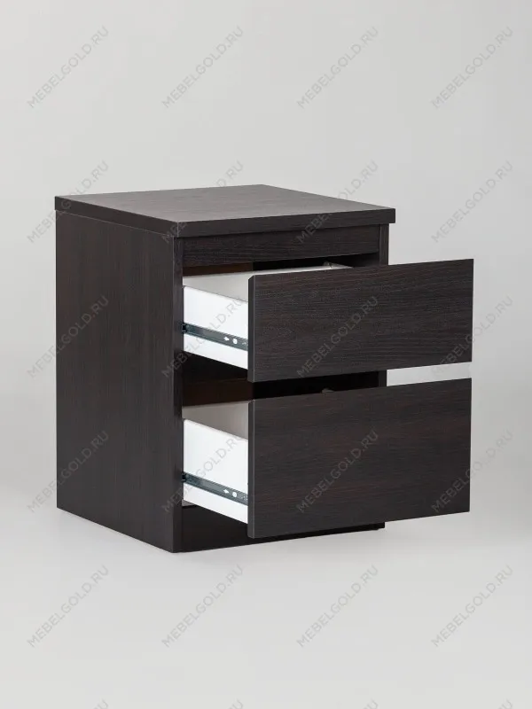 Тумба прикроватная Кастор, 2 ящика, 40х37х49 см, черно-коричневая, дуб венге | изображение 7