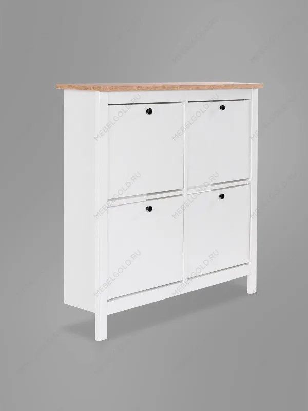 Обувница Сага с 4 откидными ящиками 113х108 белая-ясень | изображение 6