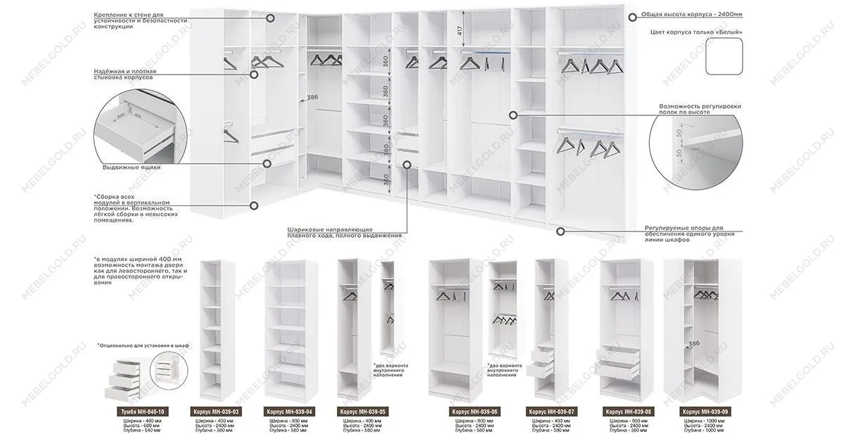 Шкаф Отис МН-039-08 П7 с фасадом МДФ (белый) | изображение 4