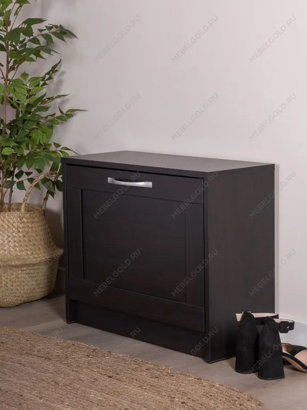 Обувница Сириус с 1 откидным ящиком, 60 х 25 х 49 см, черно-коричневая, ЛДСП, дуб венге | изображение 4