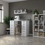 Стол письменный Ингар, 16 ящиков, 140х106х55 см, белый | изображение 7