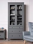 Шкаф с витриной Сага, 90х41х215 см, серый | изображение 1