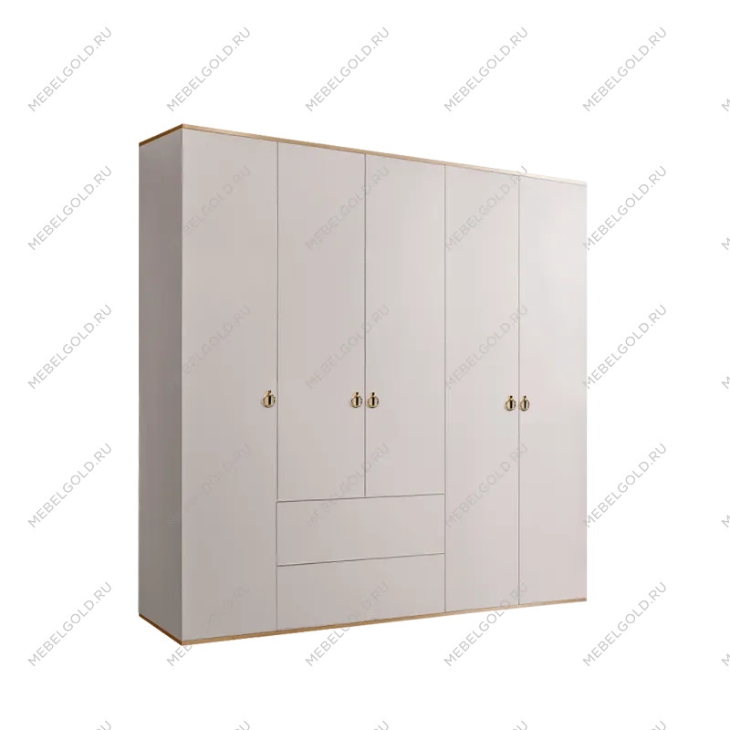 Шкаф 5-ти дверный с ящиками Римини (Слоновая кость/Золото) РМШ2/51