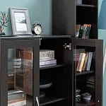 Тумба Сириус, 2 двери со стеклом, 78х41х124 см, дуб венге, черно-коричневая | изображение 4