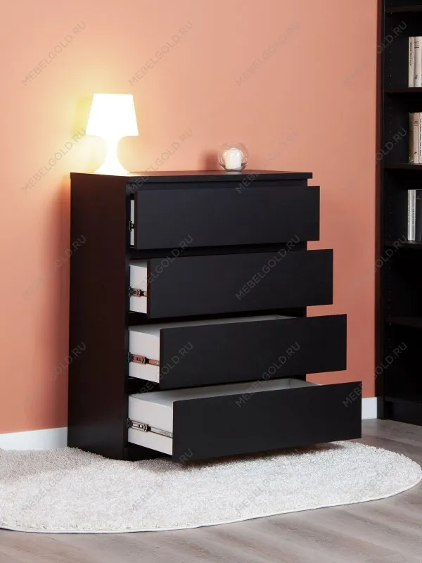 Комод Варма, 4 ящика, 80х100х40 см, шпон натурального дерева, ясень черный | изображение 12