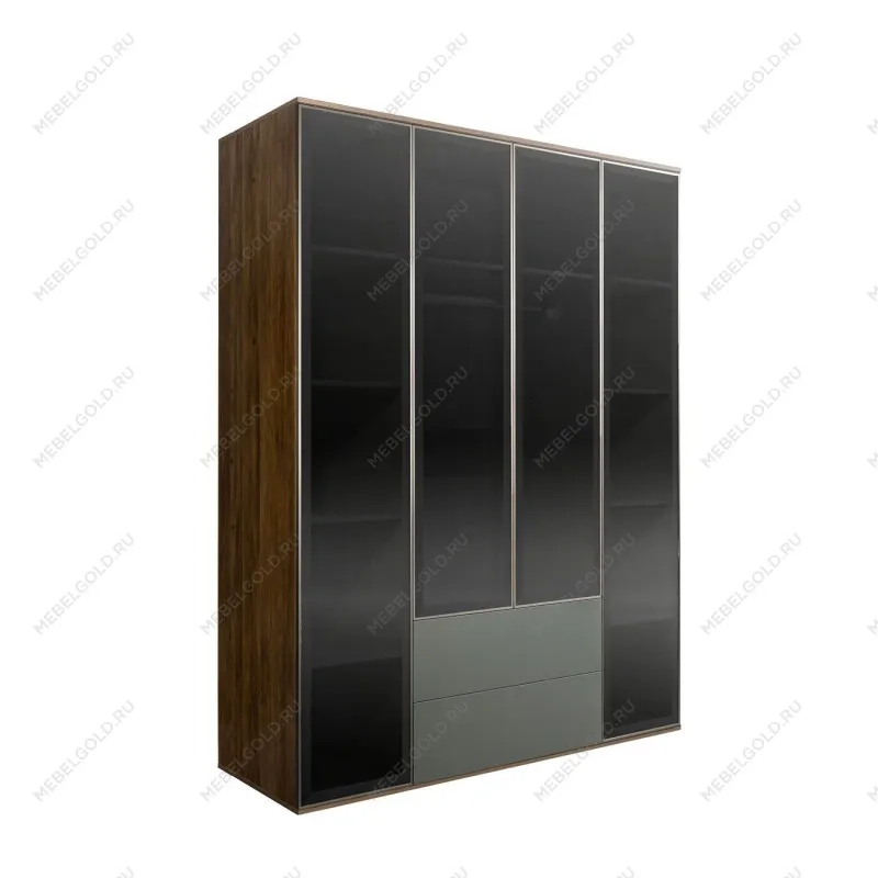 Шкаф 4-х дв. с ящиками Bogemia Woodline Air (Серый/Серебро) БМШ2/42(4)