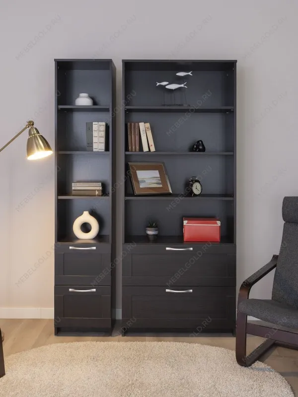 Стеллаж Сириус, 2 ящика, 78х35х190 см, черный, дуб венге | изображение 5