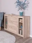 Тумба Сириус, 2 двери со стеклом и 3 ящика, 156х41х95 см, дуб сонома | изображение 2