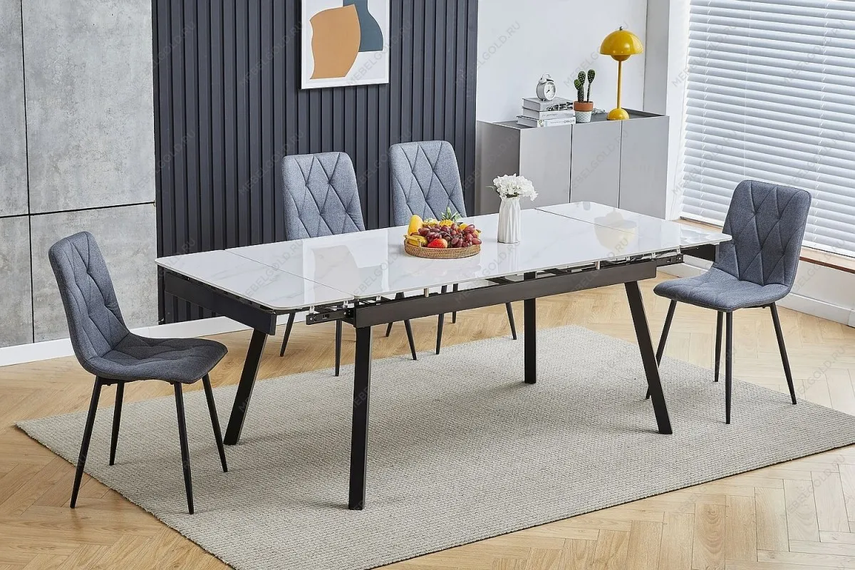 Стол обеденный Signal JOHN 150 раскладной (белый/черный) | изображение 5