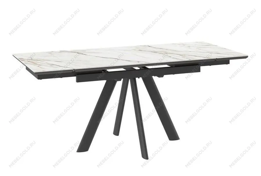 Стол с керамическим покрытием Джейтон-120 (CALAKATTA GOLD ST CER/Черный) 120(30+30)х80 | изображение 1