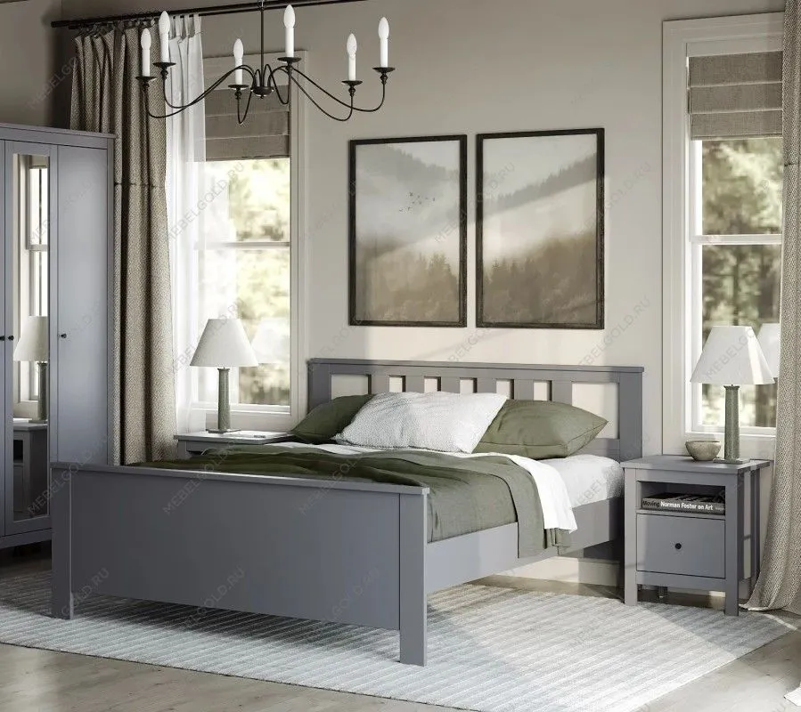 САГА кровать двойная 140х200 серая | изображение 6