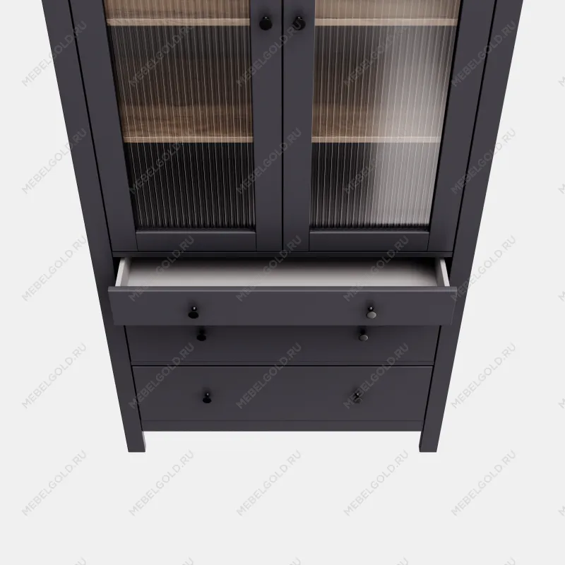 САГА шкаф с витриной 90 МОРУ серый/ясень | изображение 5