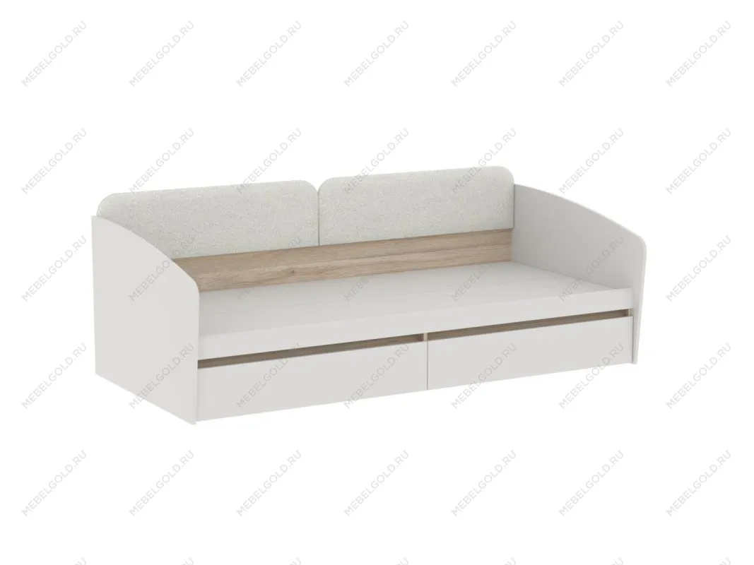 Кровать с ящиками и светлой спинкой, Аврора (2042*974*661) Дуб Мария/Кашемир