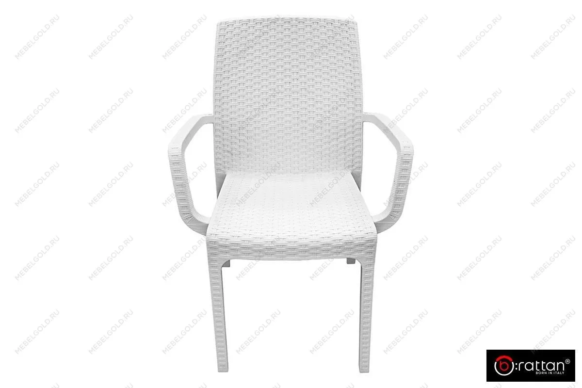Стул B:rattan INDIANA с подлокотниками, белый | изображение 3