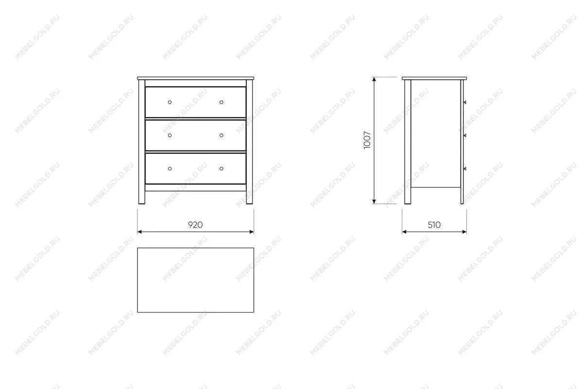 САГА комод 3 ящика белый/ясень | изображение 3