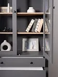 Шкаф с витриной Сага, 90х41х215 см, серый/ясень | изображение 8