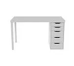 ИНГАР стол письменный ИКЕА / IKEA белый,120x75, с одной тумбой | изображение 1