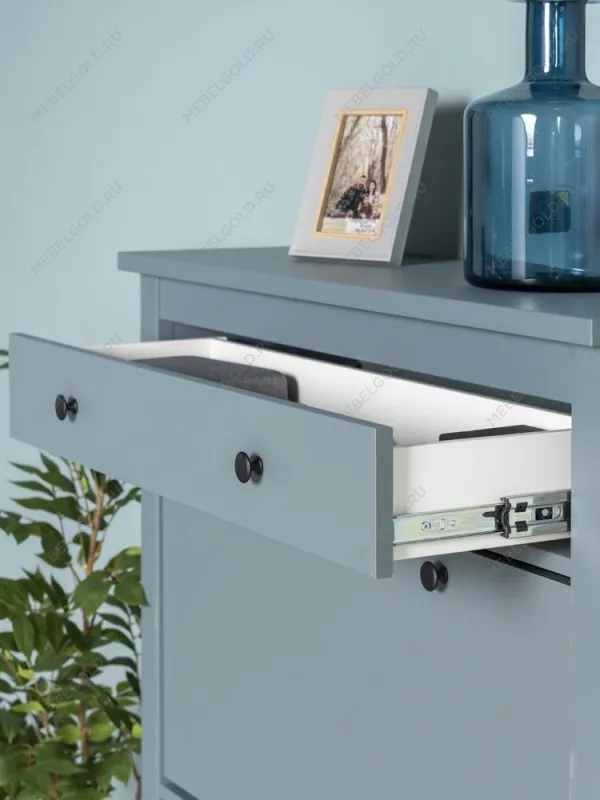 Обувница Сага с 2 откидными ящиками 92х122 темно-бирюзовая | изображение 3