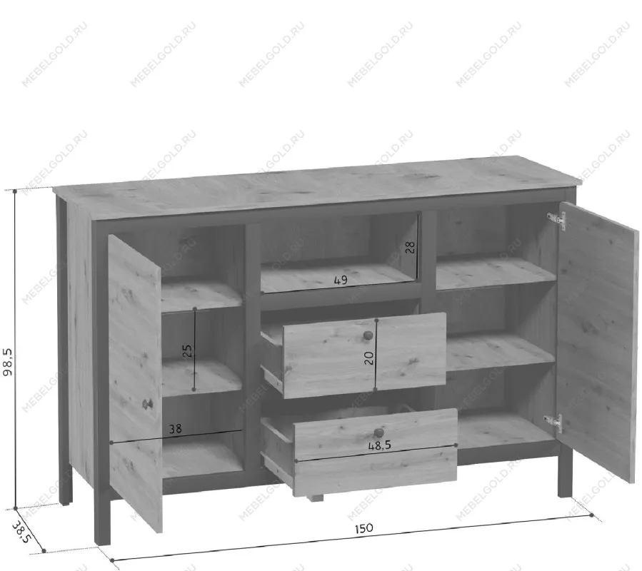 Тумба Лофт KOM2D2S/150 | изображение 3