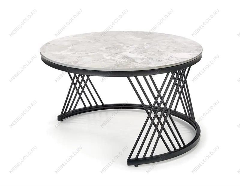 Комплект Halmar FLAMINGO, 2 стола журнальных (серый мрамор/черный) | изображение 5