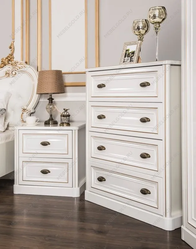 Комод Натали 4 ящ. узкий белый глянец | изображение 1