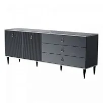 Комод для гостиной 2.1м Римини СОЛО (Черный/Серебро) РМКМ-5(s)