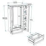 Шкаф Сириус, 3 двери и 1 ящик 117х50х190 см, с зеркалом, черно-коричневый, дуб венге | изображение 15