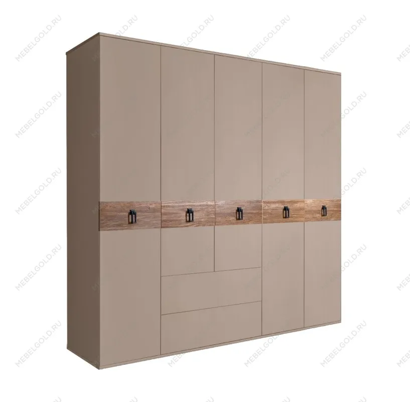 Шкаф 5-ти дверный с ящиками, Bogemia Wood Fa (Мокка/Черный) БМШ2/51(Wo)