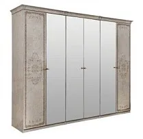 Шкаф Патрисия 6-дверный (2+2+2) с зеркалом крем корень глянец
