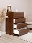 Комод Варма Прайм, 4 ящика, 80х100х48 см, шпон натурального дерева, ясень коричневый | изображение 2