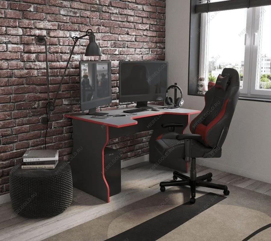 ВАРДИГ стол компьютерный ИКЕА / IKEA K1 120x82, антрацит/красный | изображение 2