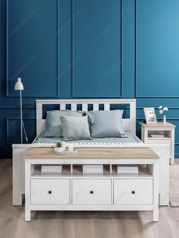 Кровать двуспальная Сага, 140х200 см, белая | изображение 1