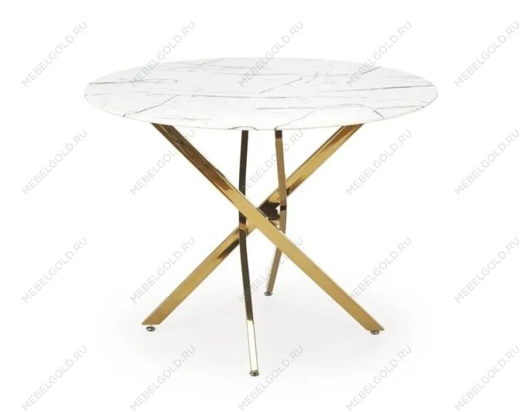 Стол обеденный Halmar RAYMOND 2 (белый мрамор/золотой) | изображение 1