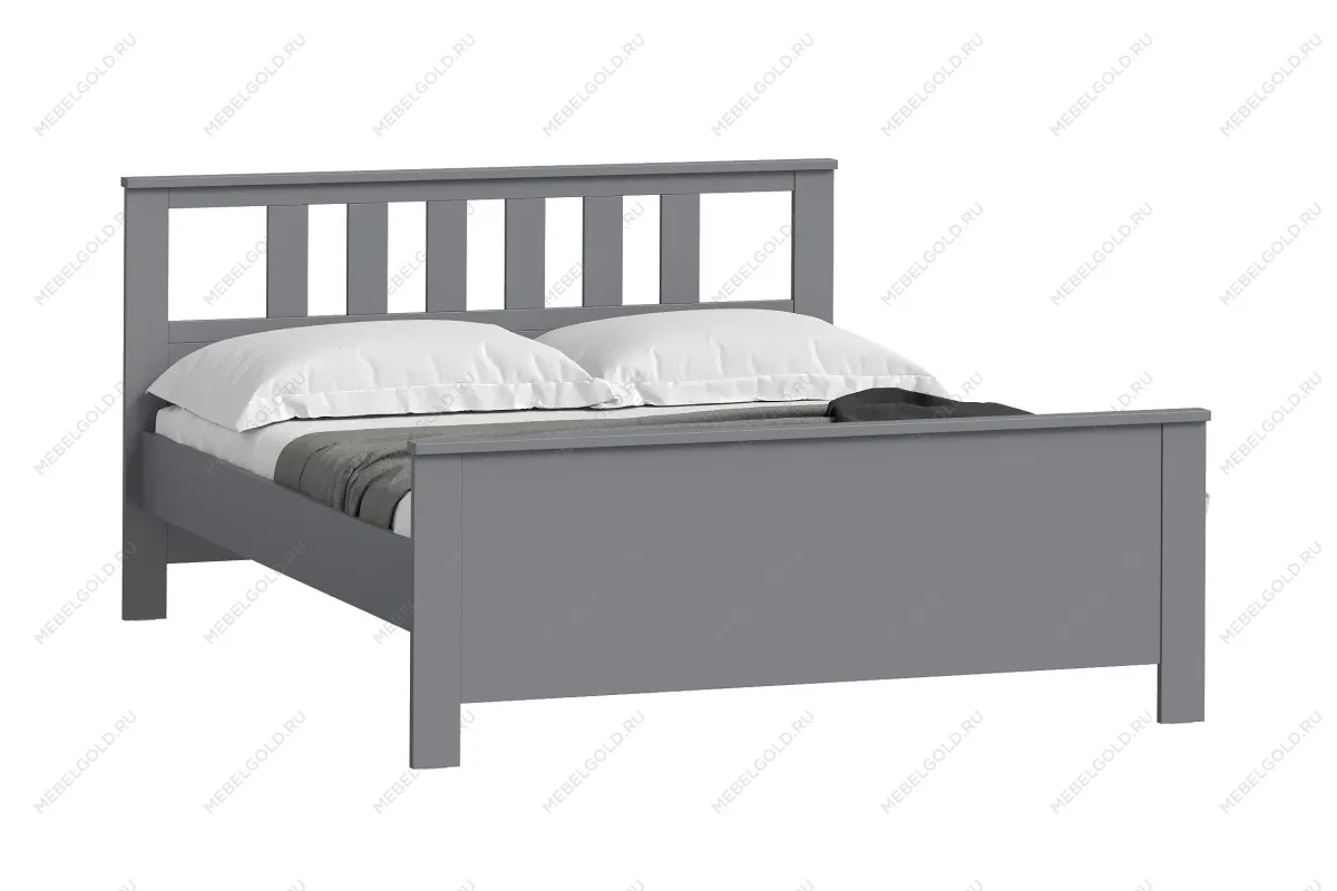 Кровать двуспальная Сага, 160х200 см, серая | изображение 14