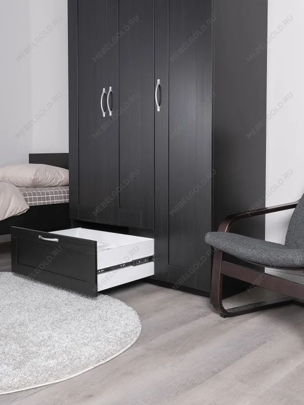 Шкаф Сириус, 3 двери и 1 ящик, 117х59х220 см, черно-коричневый, дуб венге | изображение 3