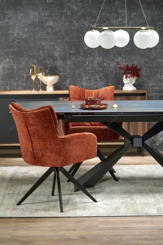 Стол обеденный Halmar LUCIANO 180 раскладной (синий мрамор/черный) | изображение 14