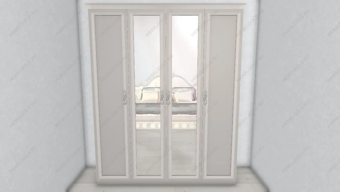 Шкаф Мишель Лайт 4-дверный с зеркалом серый | изображение 1