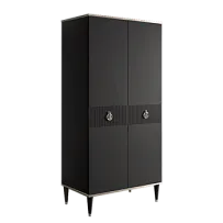 Шкаф-пенал Римини СОЛО (Черный/Серебро) РМП-2(s)