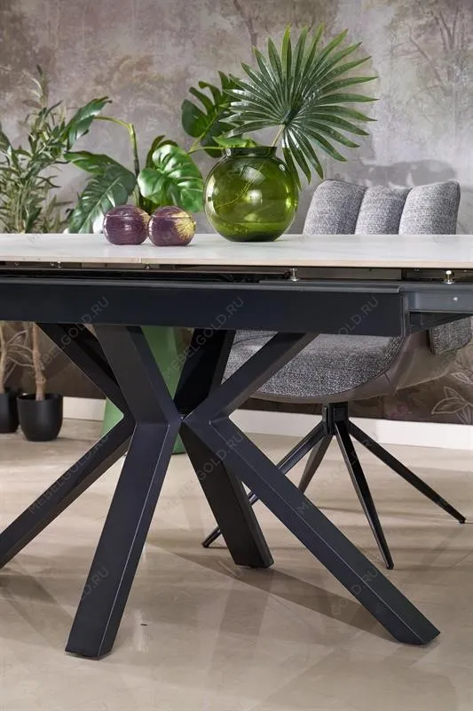 Стол обеденный Halmar PLATAN 140 (белый мрамор/черный) | изображение 9