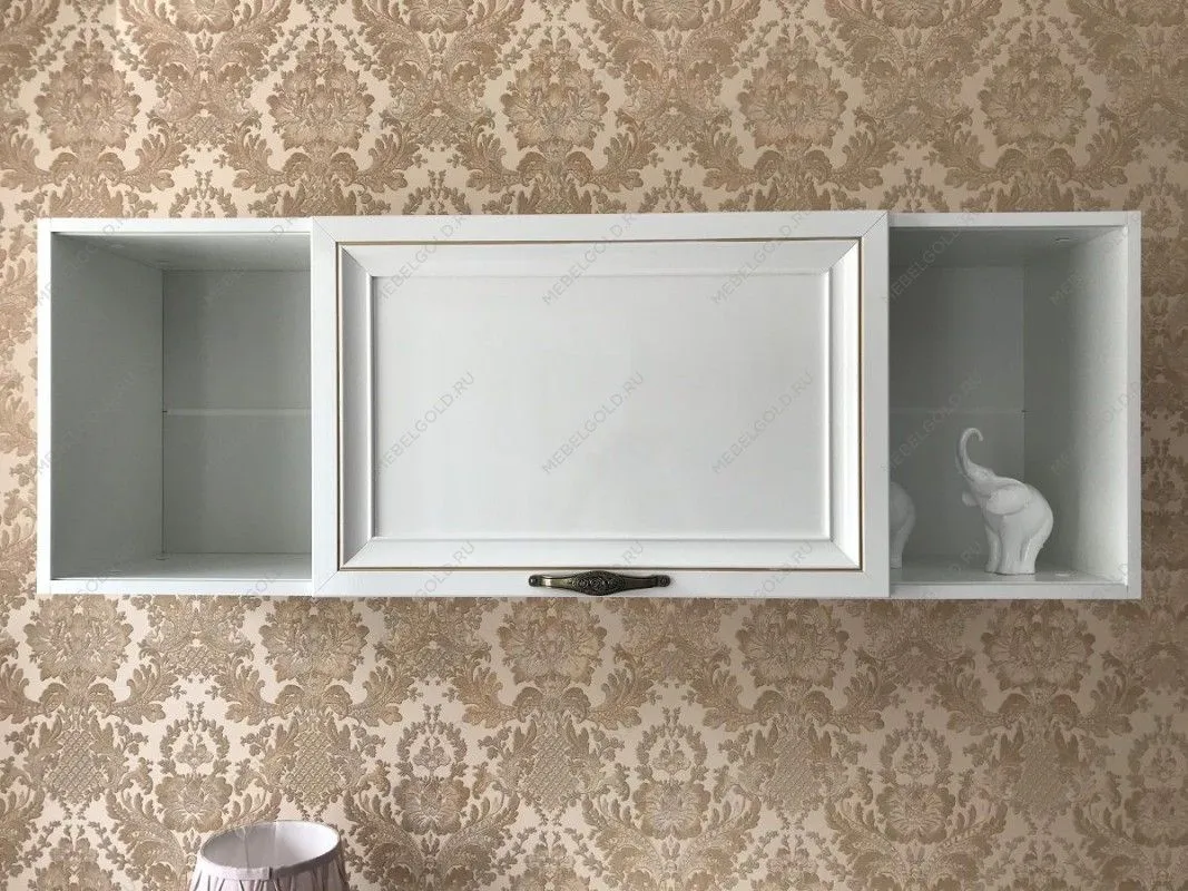 Полка навесная книжная Натали белый глянец | изображение 4