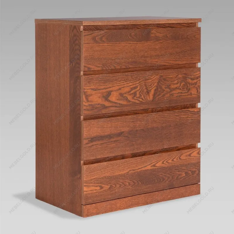 Комод Варма Прайм, 4 ящика, 80х100х48 см, шпон натурального дерева, ясень коричневый