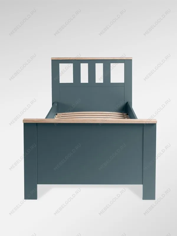 Кровать односпальная Сага, 90х200 см, темно-бирюзовая/ясень | изображение 4