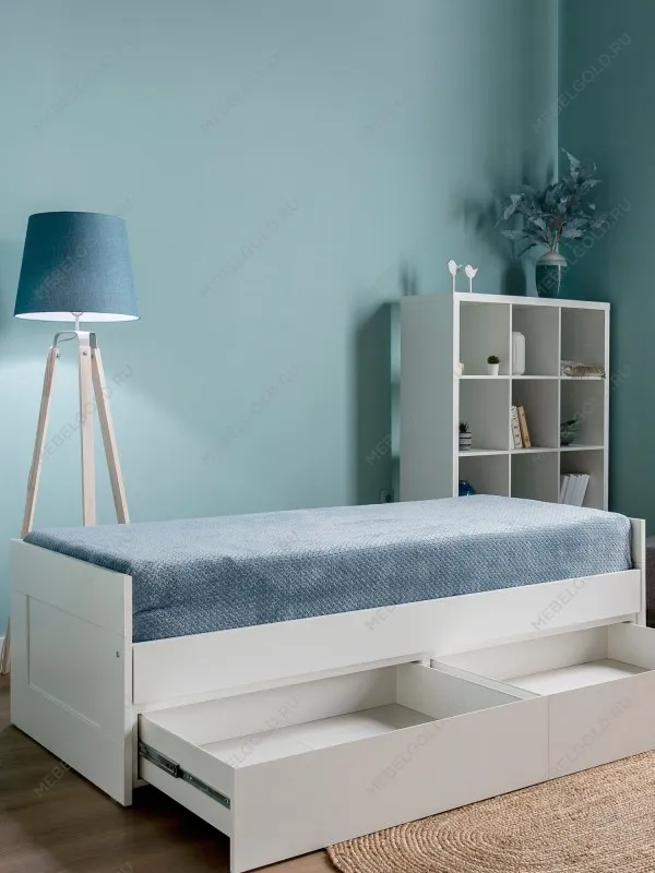 Кровать раздвижная Сириус, с ящиками, 90х200/180х200 см, белая | изображение 2